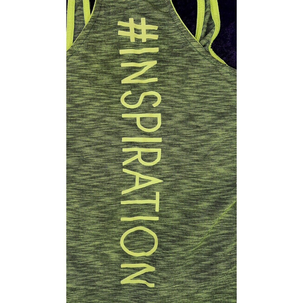 EVcR Womens Green Yellow Sleeveless Razorback Tank Top Cotton Size XL image 5